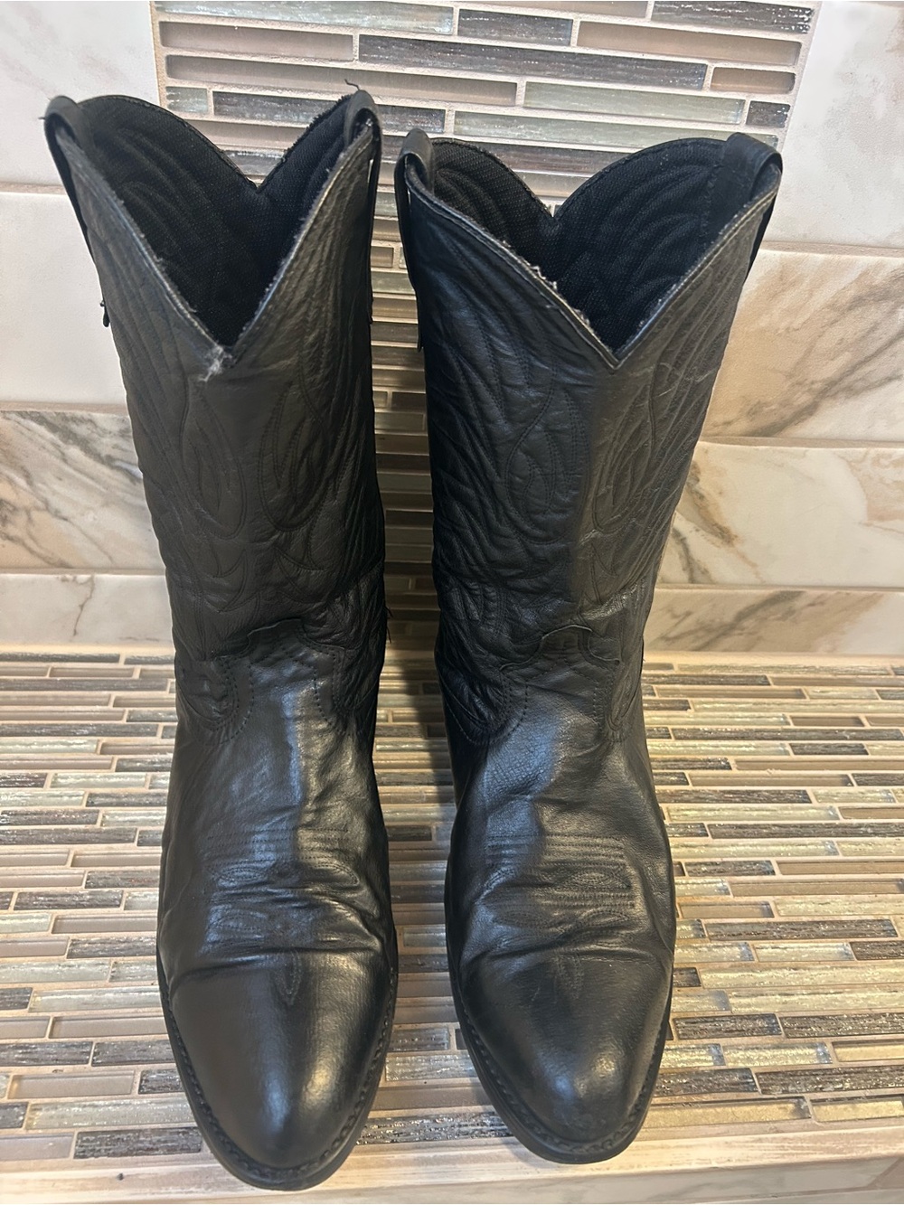 Laredo Men's Black Western Leather Cowboy Boots
